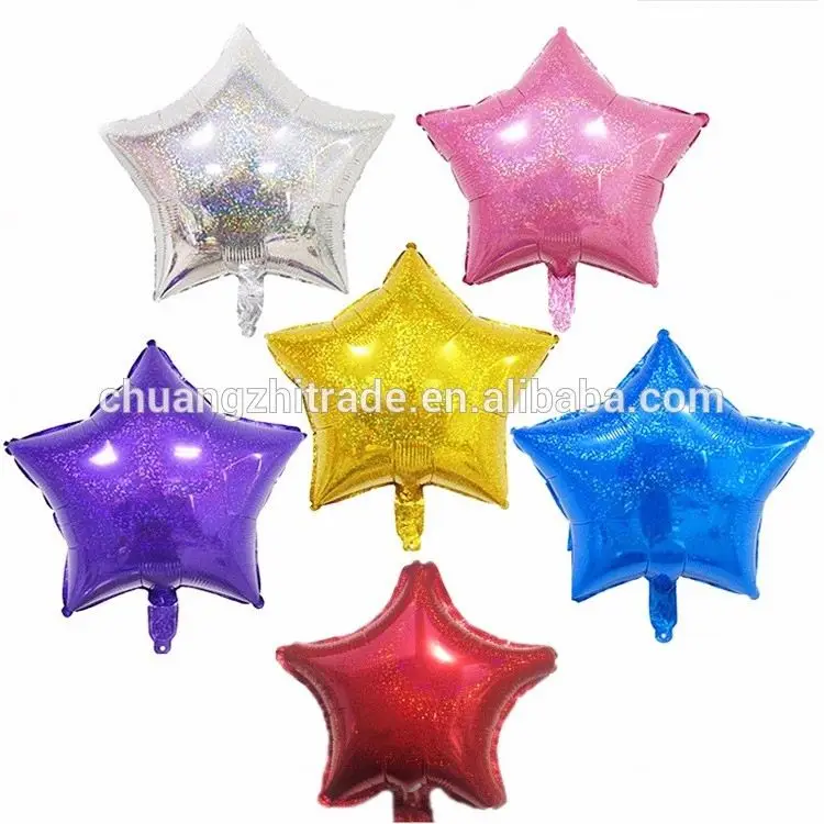 CY new products 2019 star shaped chinese inflatable toy 10 inch laser foil glitter balloons