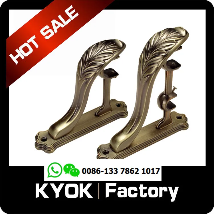KYOK windows accessories brass curtain rods and brackets ,28*19mm double brass curtain pole brackets