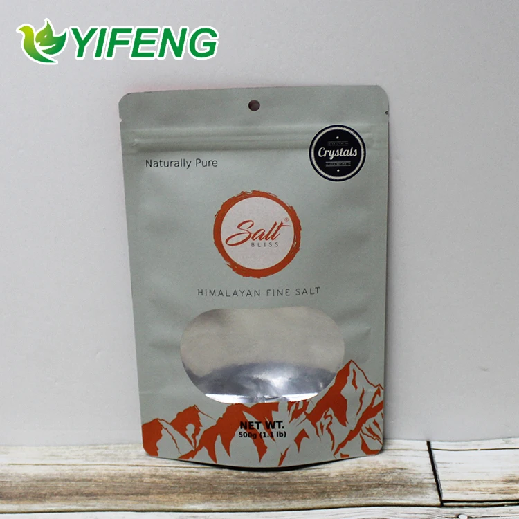 Ziplock Stand Up Pouch Kraft Paper Bags Doypack With Clear Window And Zipper