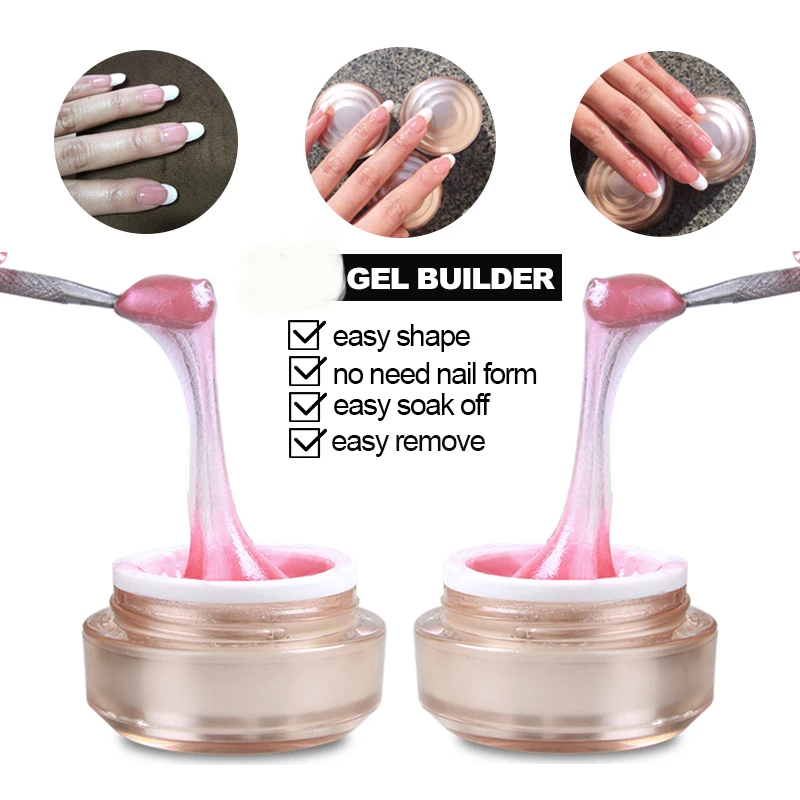 2024 Newest UV Hard Gel Nails Finger Prolong Easy Soak off UV Led thick nail hard Gel Nail Extension Gel