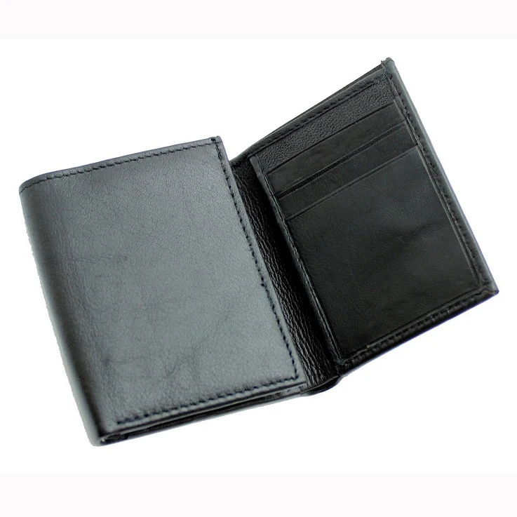
black genuine roller embossing leather mens leather wallet credit card purse 