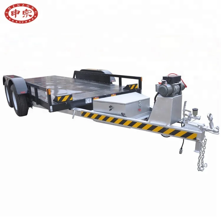 GTM 3500kgs hydraulic tilt car towing trailer forklift truck trailers with ramp