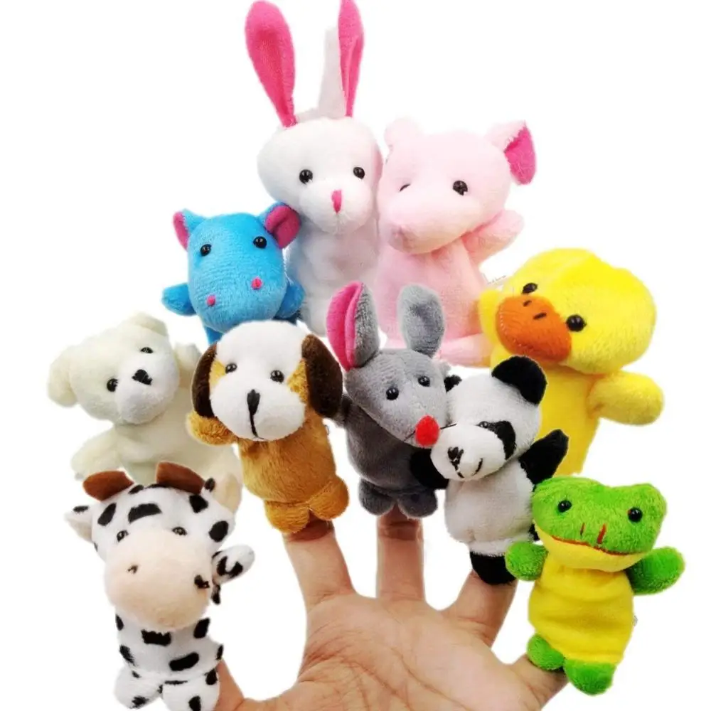 
Wholesale Amazon hot selling small MOQ 10pcs animal set funny plush finger puppets  (62139340899)