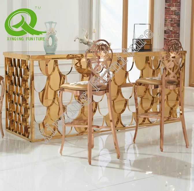 
Wedding Event Tempered Glass Gold Stainless Steel Frame Dining Table 