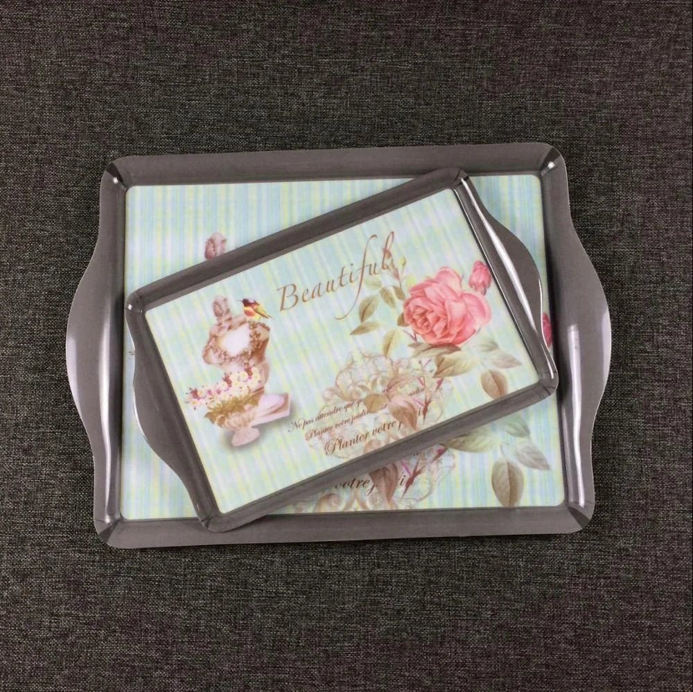 Custom printed food grade plastic serving tray melamine lunch tray