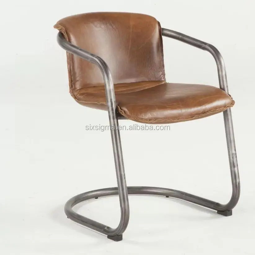 vintage industrial iron & leather dining chair