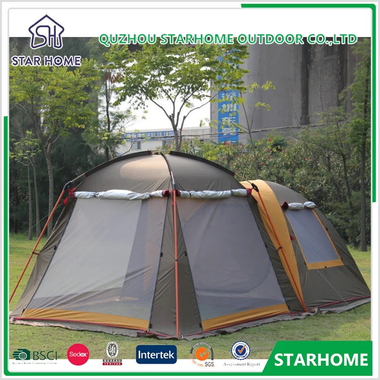 2019 New 5 -8 people beige large waterproof camping hall one bedroom double layer party family tent