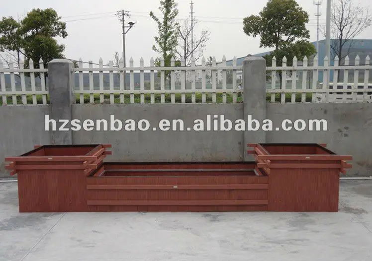 Park garden wpc flower box durable weather-resistant wpc wood outdoor metal steel planter pot garbage box