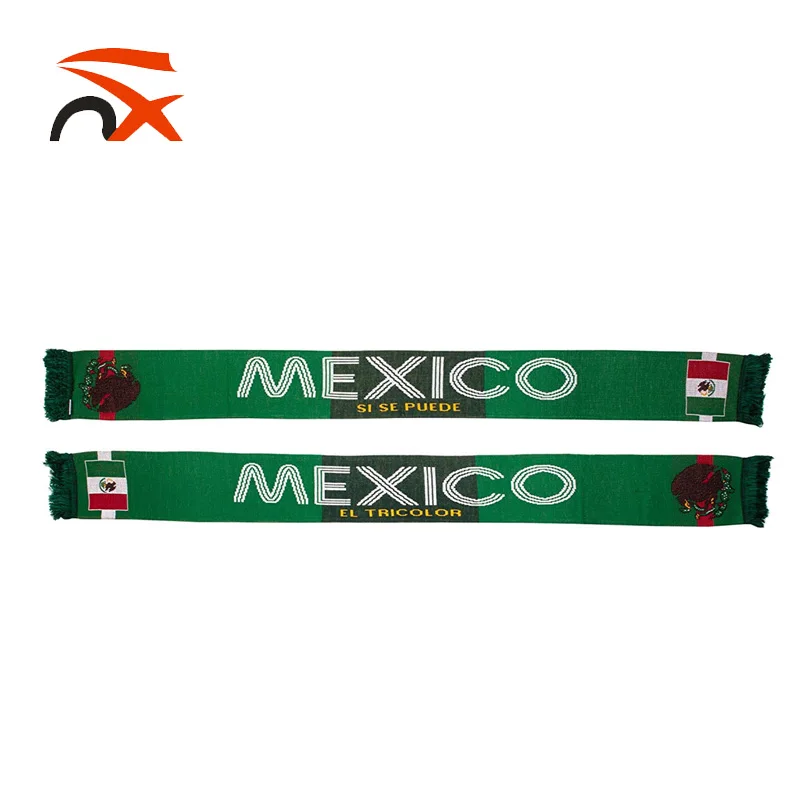 Mexico Soccer Knit Scarf Country Flag Printed Knitted Style Scarf