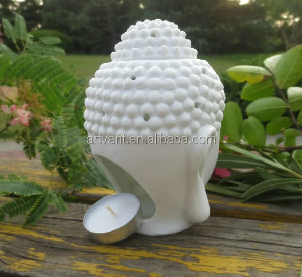 Big Buddha Head Furnace Ceremic Aromatherapy Essential Oil Burner Not Charged Candle Burner for Home Decoration