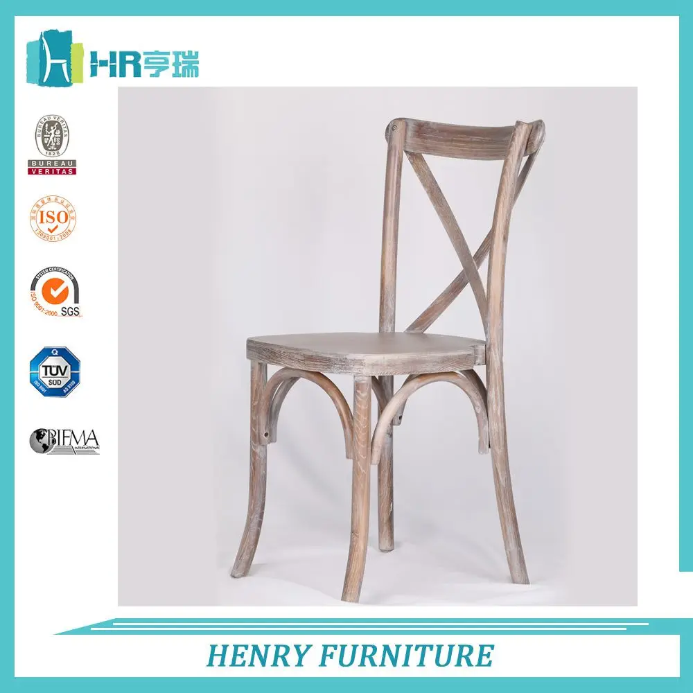 Oak wood flat seat rustic white dining cross back chair