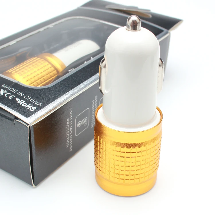
Trending electronic product mobile phone smart IC protection 2 usb port car charger aluminum alloy 
