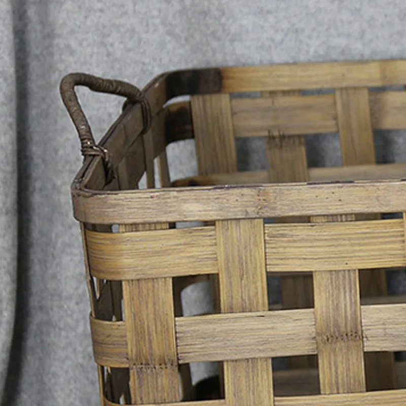
Unique hand made square empty fruit vegetable weaving bamboo basket 