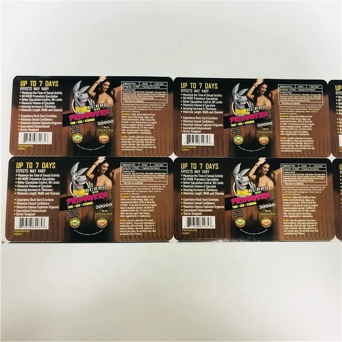 Custom Printed Self-adhensive Rhino Labels / Burro 300k / Spanish Fly / Premier zen Stickers For Energy Drink