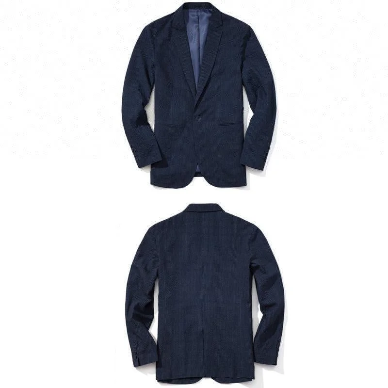 Китайские Мужские приталенные деловые полосатые блейзеры, костюмы, куртки