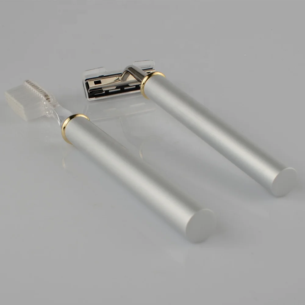 Yes Disposable Hotel and Toothbrush Twin Blade Feature Beard Trimmer / Shaving Razor Set Personal Care &gift Customized Chrome