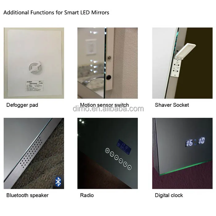 
LED lighted bathroom touch screen smart mirror price with Blue_tooth/radio/clock/temperature 