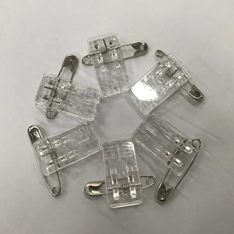 ID Badge Card Holder Adhesive Plastic Clip With Safety Pin