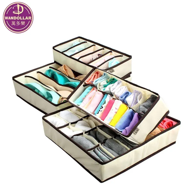 4 Pcs Foldable Drawer Organizer, Desk Closet Organizer and Storage Bags Drawer for Underwear Bra Socks
