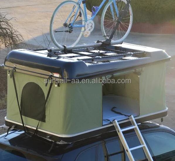 big size outdoor Fiberglass Hard Shell car Roof Top Tent automatic with racks