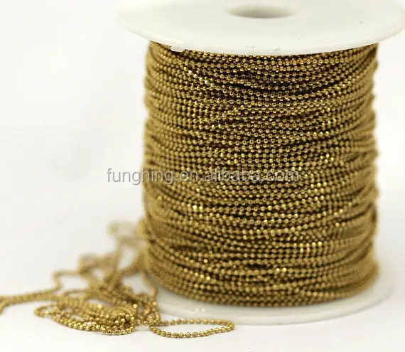 1mm Raw Brass Ball Chain with lead free cadmium free