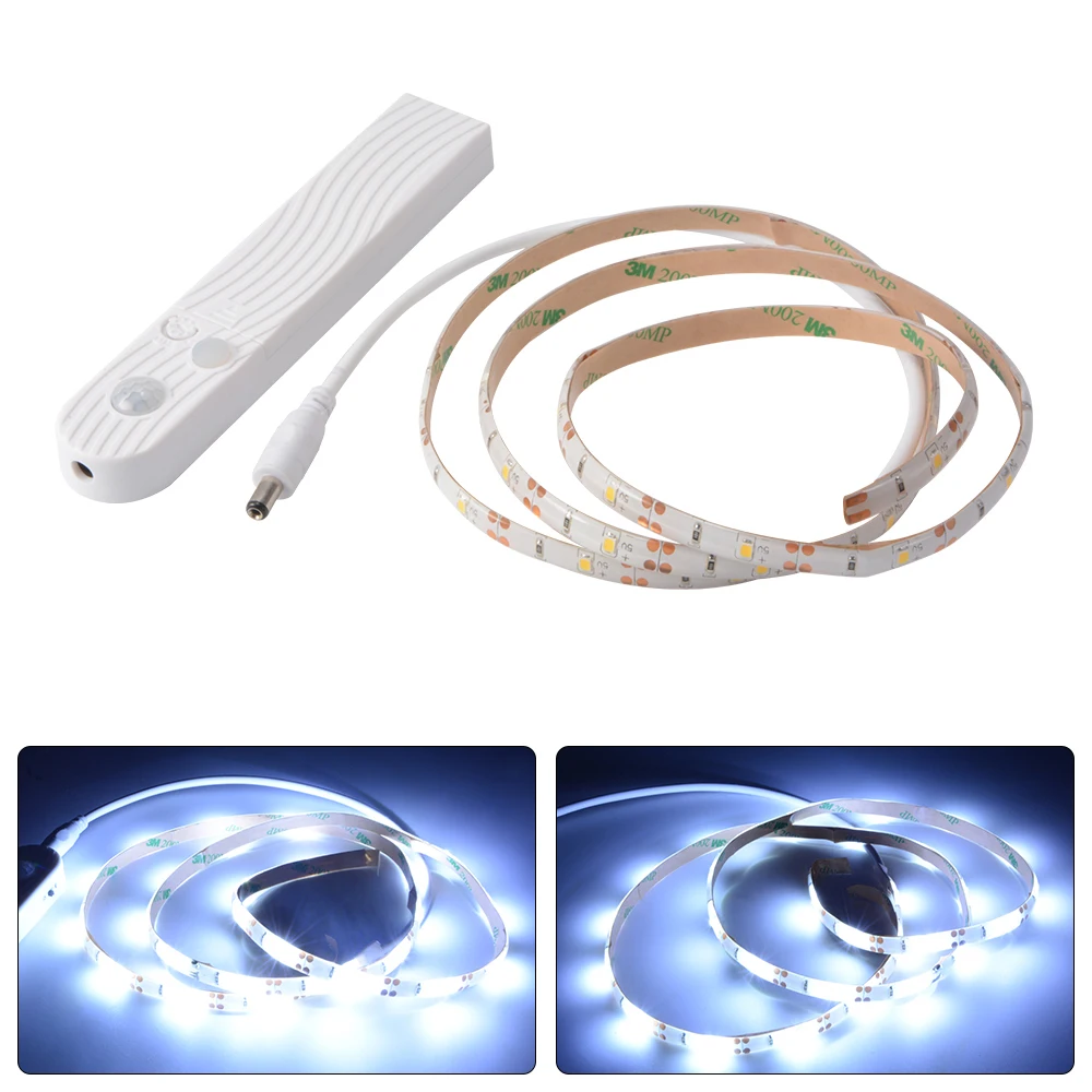 PIR Motion Sensor Led Strip Lights Portable 2835 1m-3m Long for Bed Home Decoration Aluminum Alloy IP65 70 White Yellow Black
