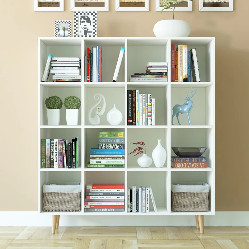 Wholesale custom made modern bookcases bookshelf wooden living room nine cube bookcase