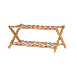 Hom euse Multi-Tier Foldable Bamboo Shoe Rack Multifunctional Free Standing Shoe Shelf Storage  with 2-Tier