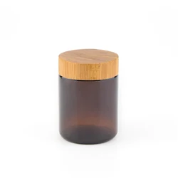 Premium 1 2 3 4 5 6 7 8 oz pharmacy jar container big round amber glass jars with metal silver round lids