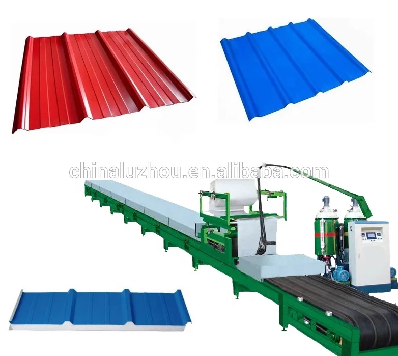 PLC controlled polyurethane sandwich panel pu insulation panel forming flow production machine