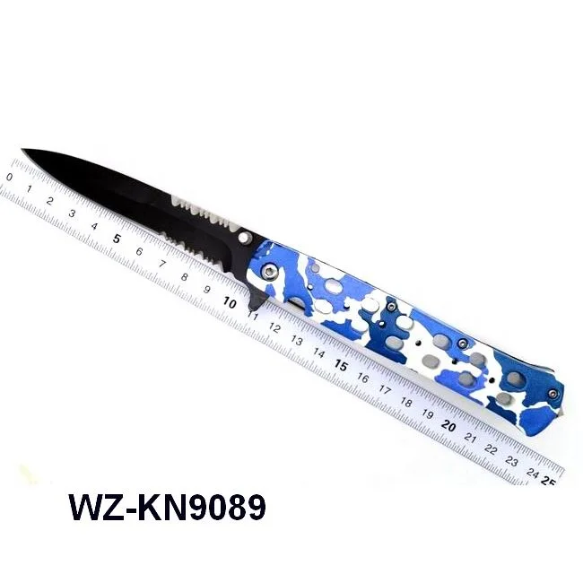 3CR13 stainless steel material type camping survival utility folding brass wood pocket knife