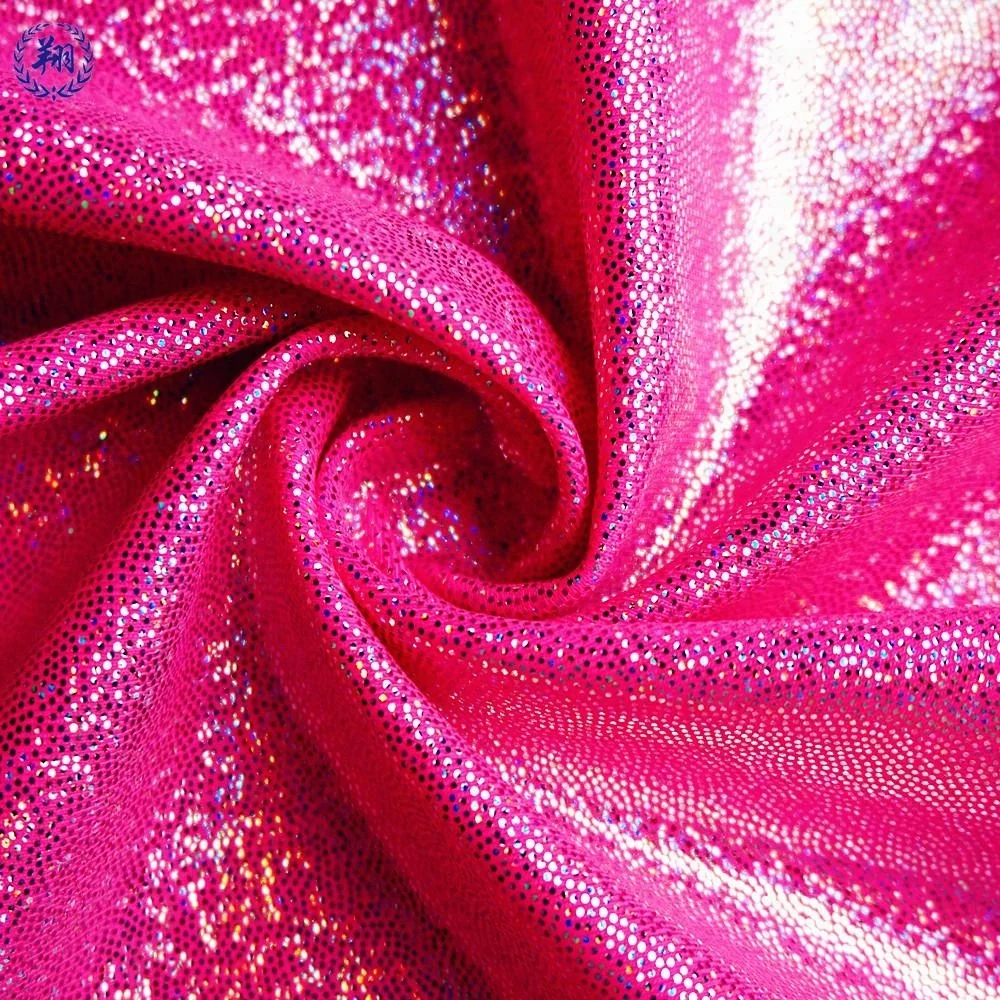 Custom Shiny Nylon Spandex Foil Print Fabric For Swimwear