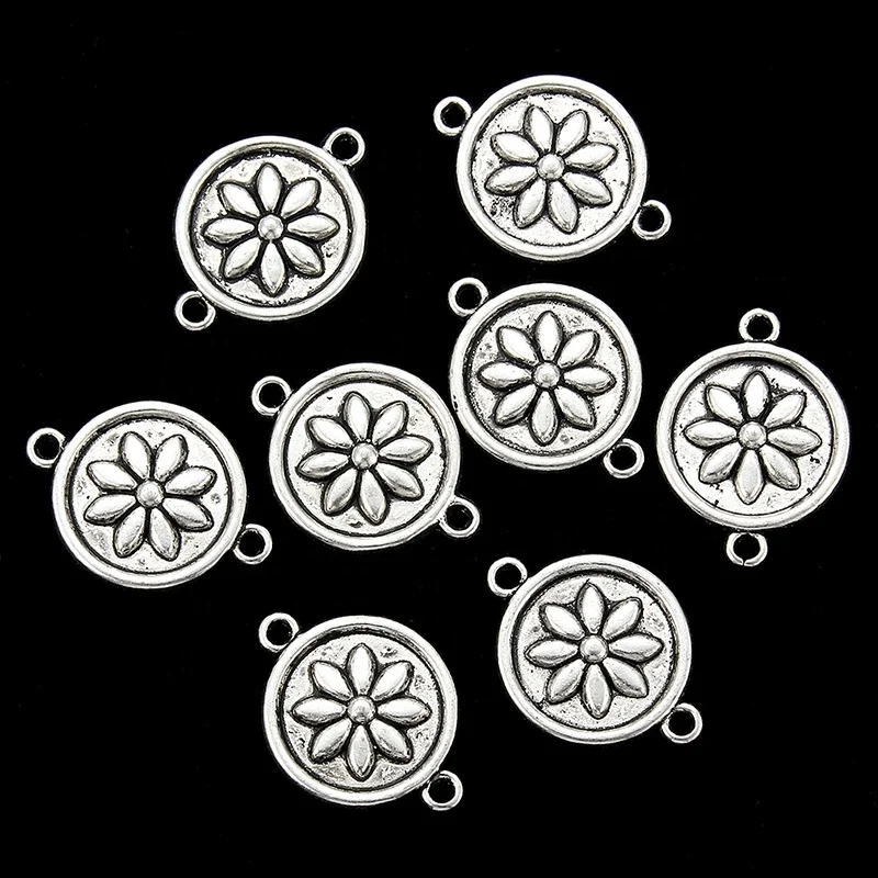 Antique Silver Flower Connectors For DIY Jewelry Making Supplies Necklace Bracelet Connectors DIY Jewelry Findings customizable