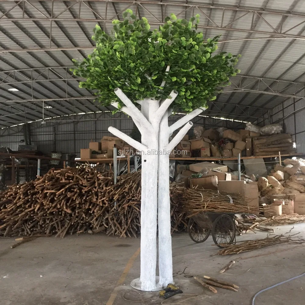 white trunk artificial ginkgo tree /plastic fake gingko leaf/ decoration gingko wishing tree / artificial tree for landscaping