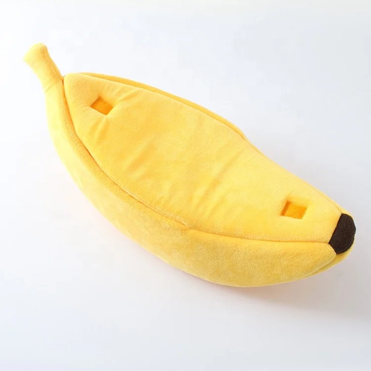2023 washable lovely style puppy bed popular quality soft closed banana shape pet dog cat nest bed for small animals