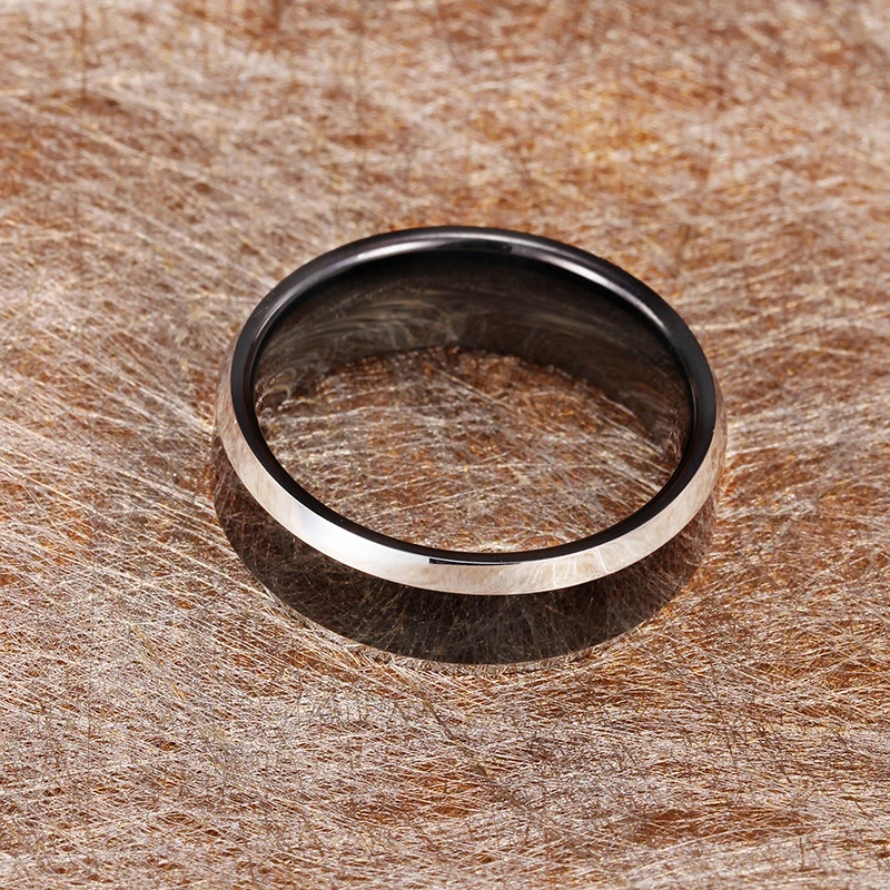 
Hot Sale Silver Polish Line Black Tungsten Ring Men Jewelry Wholesale 