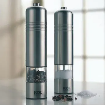 China manufacturing source manufacturersstainless steel electric salt and pepper mill with light with base