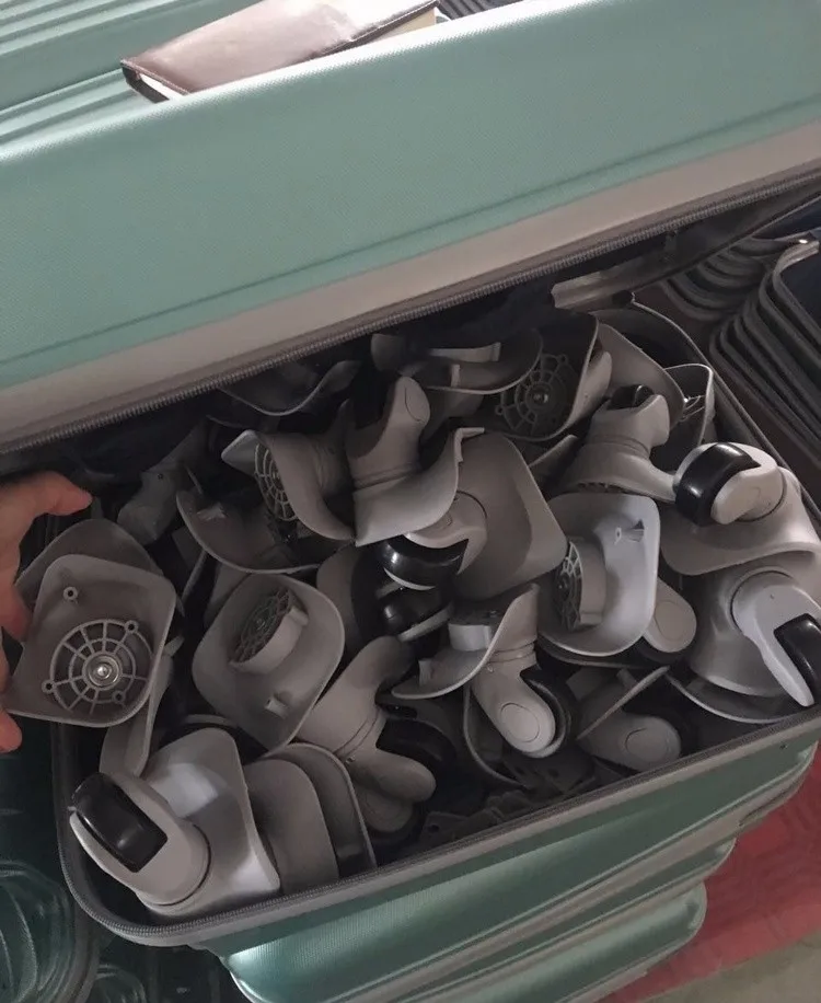 Factory 12 pcs set Suitcase Spare Parts Semi-finished ABS Luggage with 4 spinner wheels zipper lock telescopic trolley