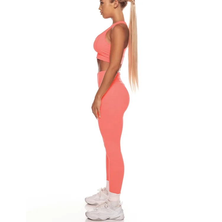 Private Logo Yoga Compression Leggings Classic Neon Orange Yoga Pants Design Your Own Fitness Clothing