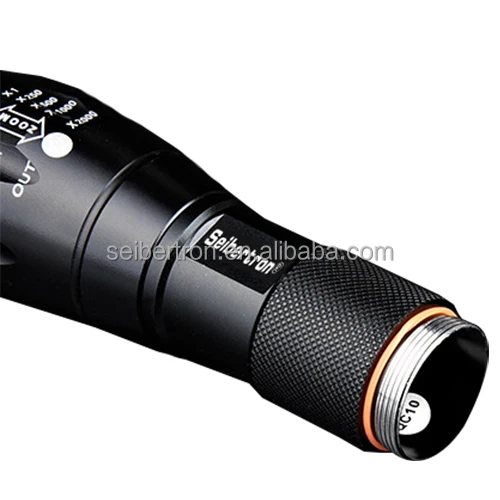 Seibertron Waterproof Q5 Tactical LED 18650 Rechargeable Zoomable Flashlight