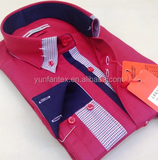 2021 Italian fashion cotton contrast collar and cuff double collar shirt for men