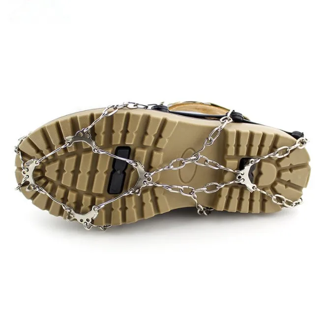 10 шипов, Нескользящие ледяные скобы, захваты для протектора обуви, тяговые скобы, цепочка с шипами, острые ходунки для ходьбы по снегу