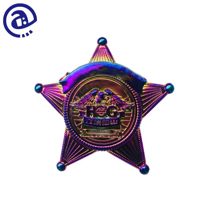 Best Quality Rainbow Plated Die Cast Type Custom Luxury 3D Anodized Metal Souvenir Badge