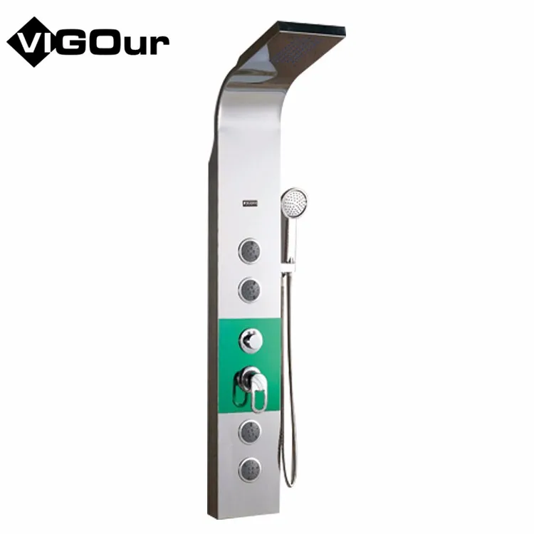 Thermostatic Shower Faucet Stainless Steel Rainfall Waterfall Shower Panel Tower