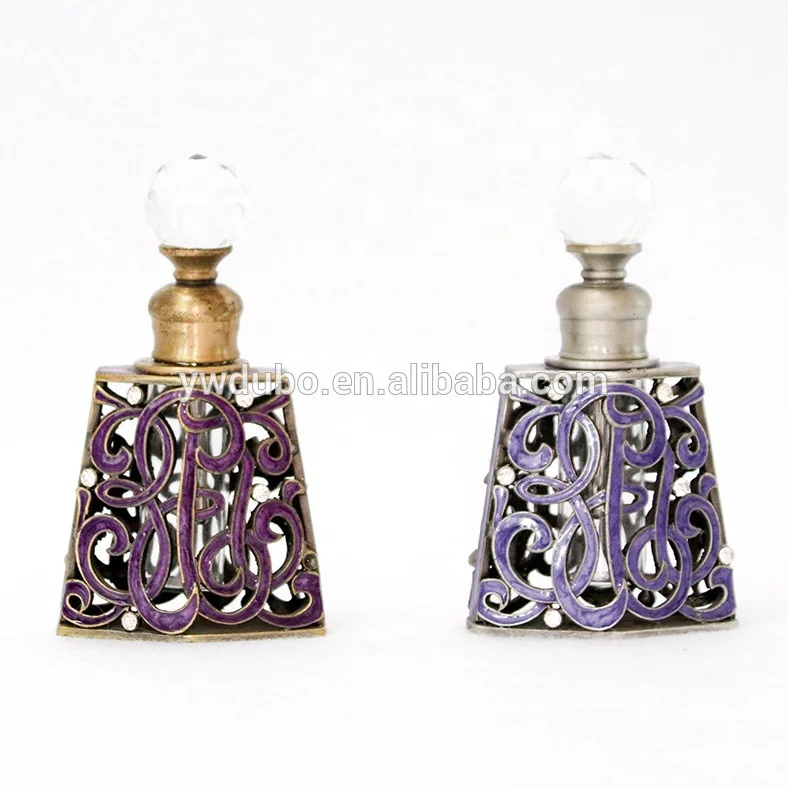 6ml Antique Metal Pocket Bag Perfume Bottle Empty Glass Essential 0il Bottle OEM ODM Manufacturer#70054/70055/70056/70057