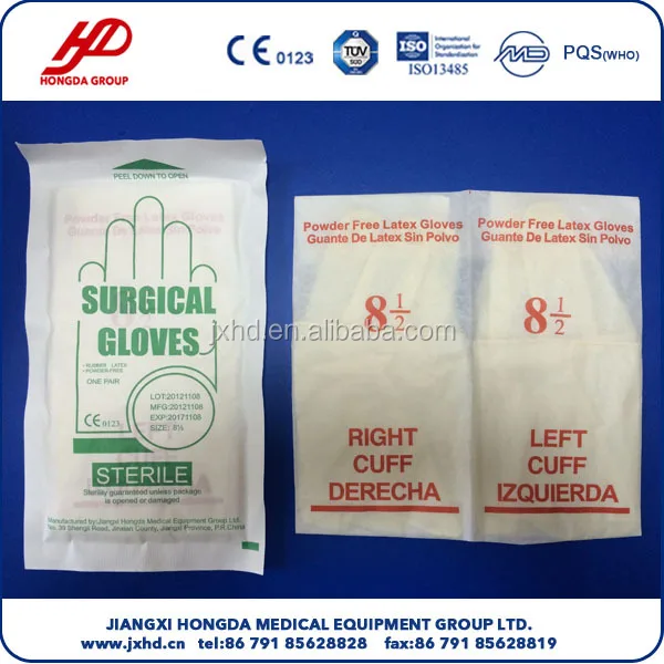 Sterile powder surgical glove for single use
