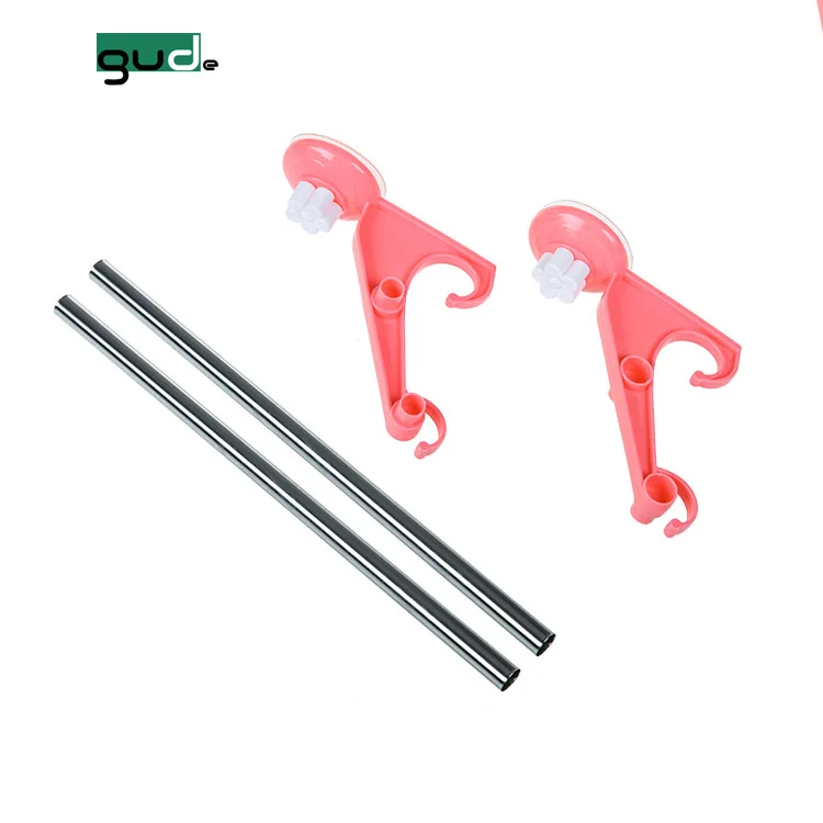 Manufacturer of bath plastic Suction-cup double pole towel rack/towel shelf