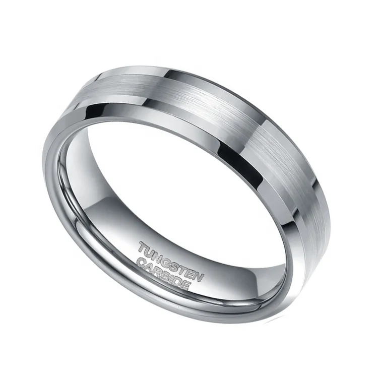 Guangzhou factory wholesale high quality 8mm domed middle brushed tungsten carbide ring