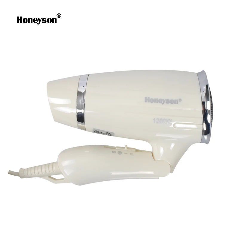 Honeyson Oem Cheap Hotel Guest Room Low Watt Hair Dryer White Surker Portable and Foldable Mini Hair Dryer Blue Concentrator F5