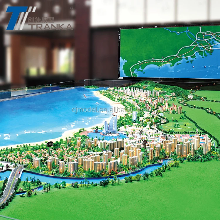3D urban planning model with LED light, architectural model making